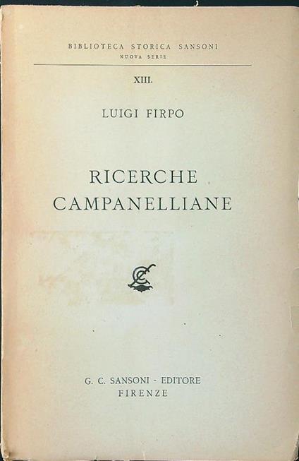 Ricerche campanelliane - Luigi Firpo - copertina