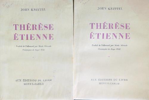 Therese Etienne. 2vv - John Knittel - copertina