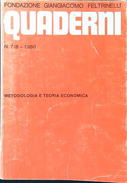 Quaderni 7-8/1980. Metodologia e teoria economica - copertina