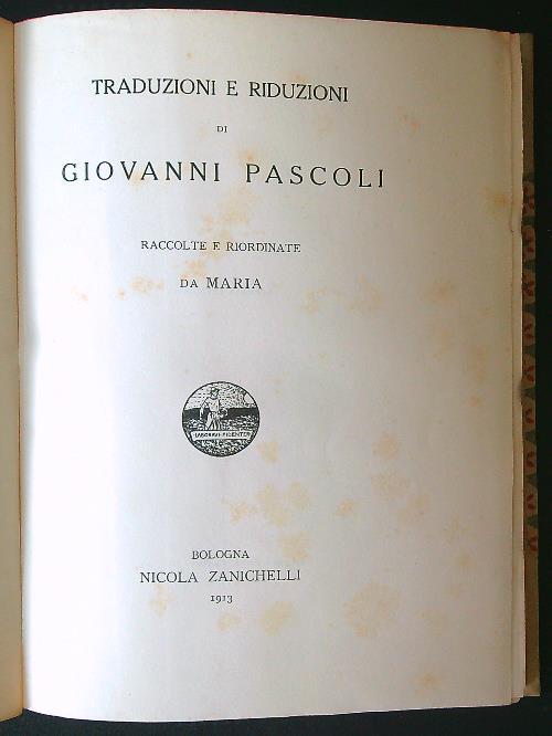 Traduzioni e riduzioni di Giovanni Pascoli - Maria - copertina