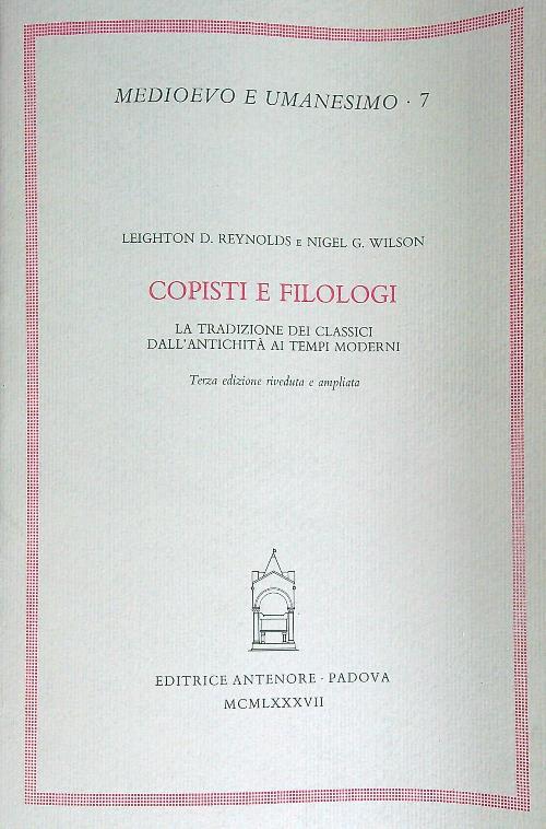 Copisti e filologi - Leighton Reynolds - copertina