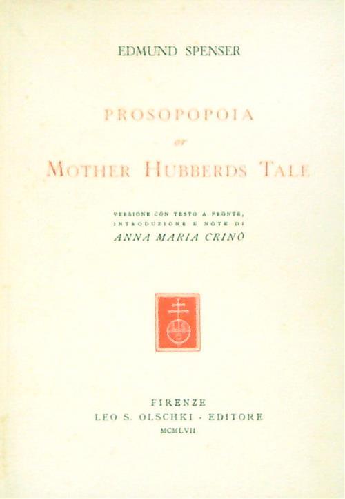 Prosopopoia or mother Hubberds tale  - Edmund Spenser - copertina