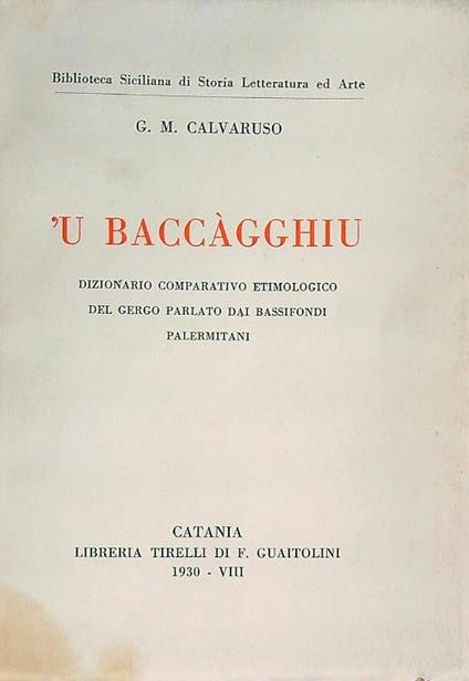 'U baccagghiu - g.m. Calvaruso - copertina