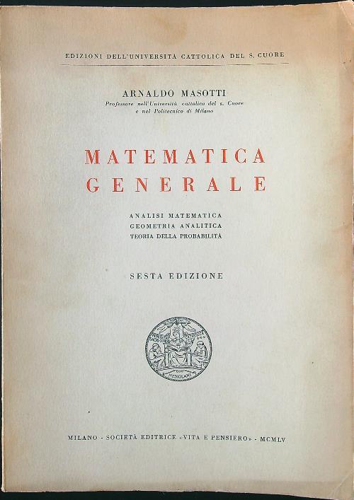 Matematica generale - Arnaldo Masotti - copertina