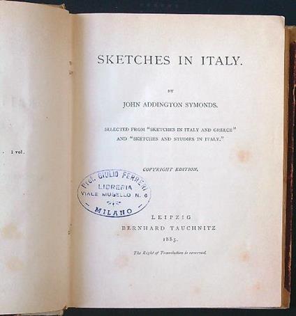 Sketches in Italy - John Addington Symonds - copertina