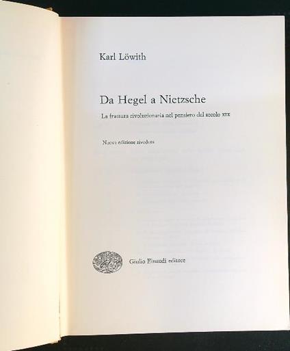 Da Hegel a Nietzsche - Karl Lowith - copertina