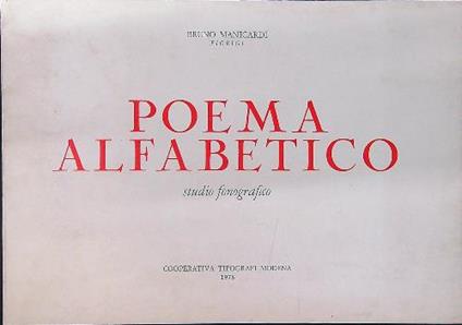 Poema alfabetico. Studio fonografico - Bruno (Fiorigi) Manicardi - copertina