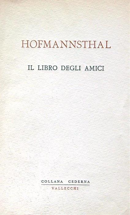 Il libro degli amici - Hugo von Hofmannsthal - copertina