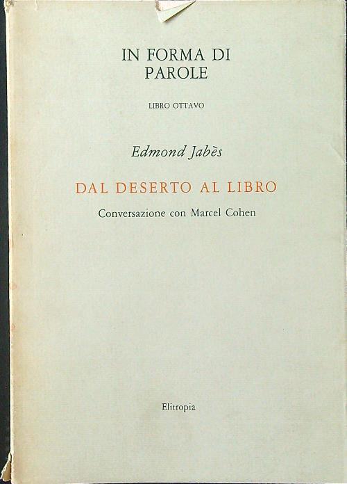 Dal deserto al libro. Conversazione con Marcel Cohen - Edmond Jabes - copertina