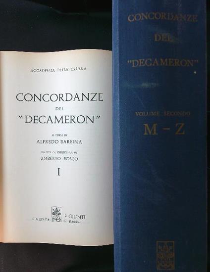 Concordanze del Decameron 2 voll. - Alfredo Barbina - copertina