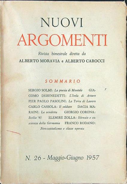 Nuovi argomenti n. 26/maggio-giugno 1957 - Moravia - copertina