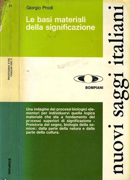 Le Basi Materiali Della Significazione - Giorgio Prodi - copertina