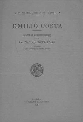 Emilio Costa. Discorso commemorativo - Giuseppe Brini - copertina