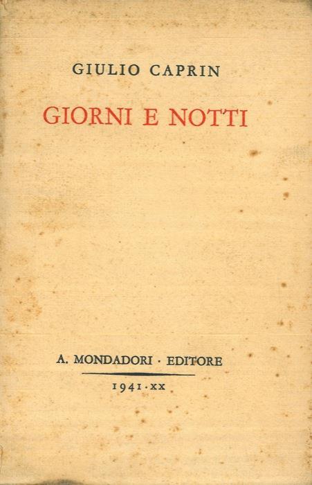 Giorni e notti. (Pagine di taccuino) - Giuseppe Caprin - copertina