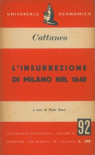 L' insurrezione di Milano nel 1848 - Carlo Cattaneo - copertina