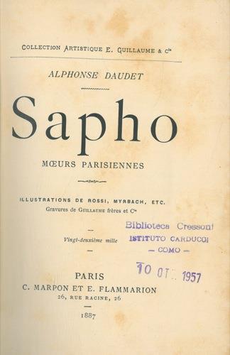 Sapho. Moeurs parisiennes - Alphonse Daudet - copertina