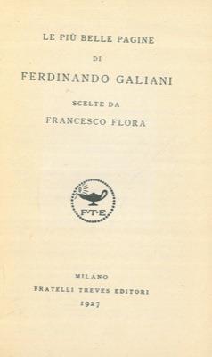 Le più belle pagine di Ferdinando Galiani - Francesco Flora - copertina