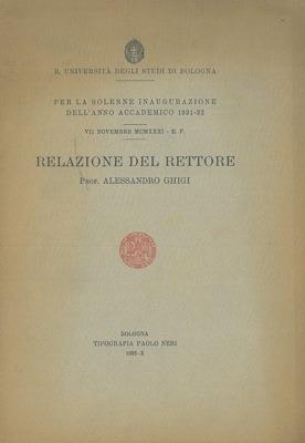 Relazione per la solenne inaugurazione dell'Anno Accademico 1931-32 - Alessandro Ghigi - copertina