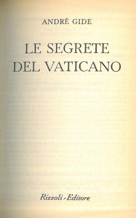 Le segrete del Vaticano - André Gide - copertina