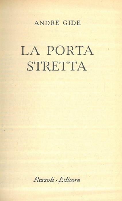 La porta stretta - André Gide - copertina