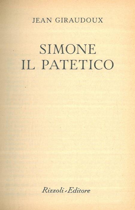 Simone Il Patetico - Jean Giraudoux - copertina