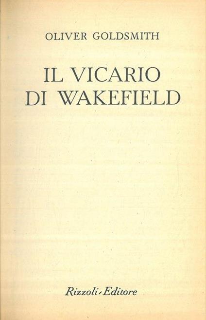 Il vicario di Wakefield - Oliver Goldsmith - copertina