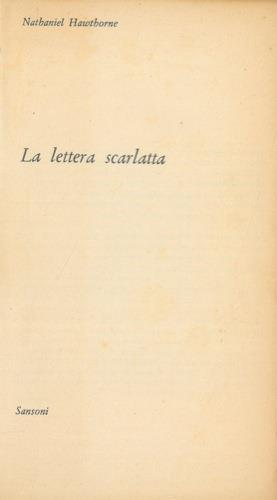 La lettera scarlatta - Nathaniel Hawthorne - copertina