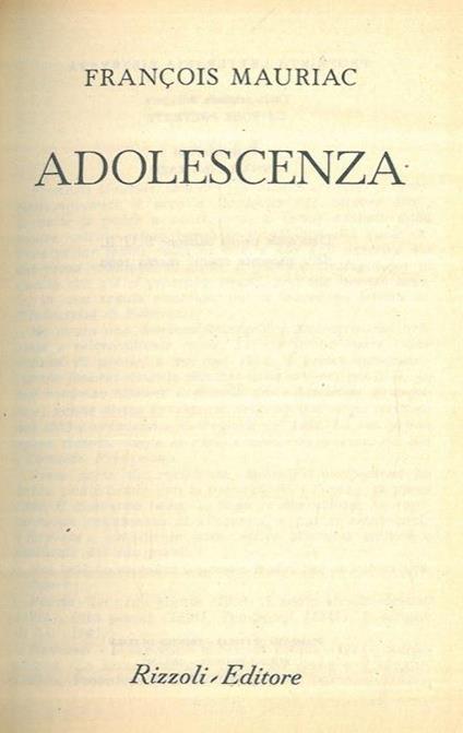 Adolescenza - François Mauriac - copertina