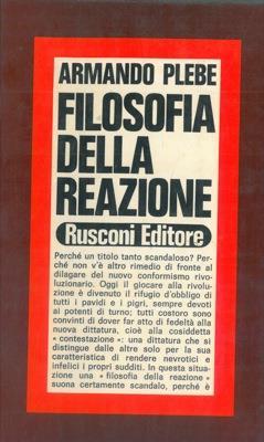 Filosofia della reazione - Armando Plebe - copertina