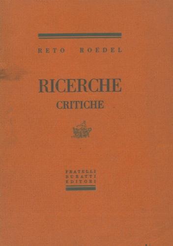 Ricerche critiche - Reto Roedel - copertina