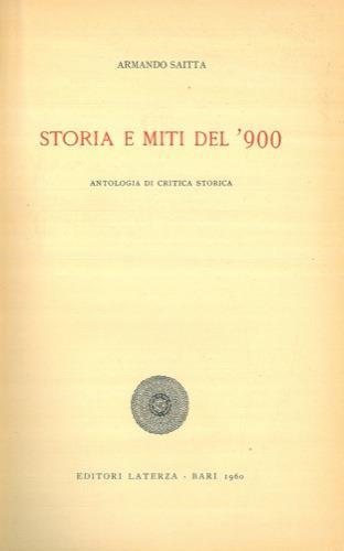 Storia e miti del '900 - Armando Saitta - copertina