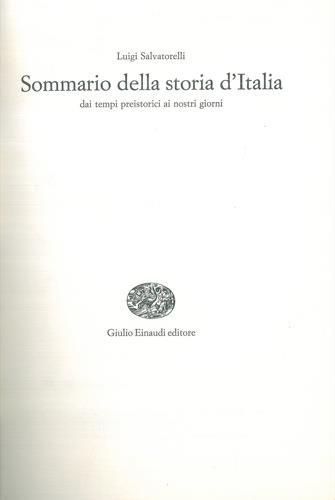 Sommario della storia d'Italia dai tempi preistorici ai nostri giorni - Luigi Salvatorelli - copertina
