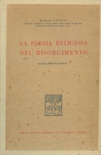 La poesia religiosa del Risorgimento - Maria Sticco - copertina