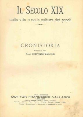 Il secolo XIX nella vita e nella cultura dei popoli - Giovanni Vaccari - copertina