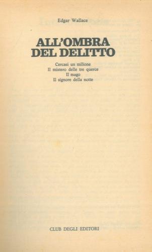 All'ombra del delitto - Edgar Wallace - copertina