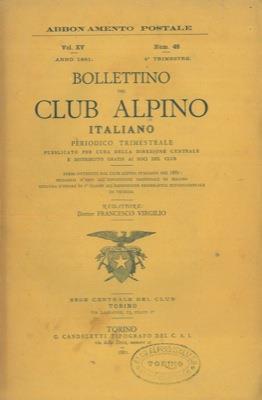 Bollettino del Club Alpino Italiano. Anno 1881. Vol. XV. n° 48 - copertina