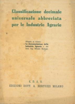 Classificazione decimale universale abbreviata per le industrie agrarie - copertina