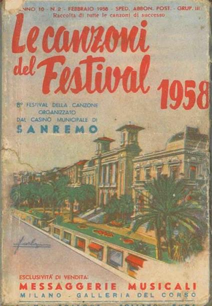 Le canzoni del Festival 1958. 8° Festival. Sanrremo - copertina