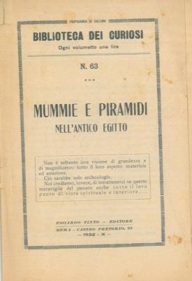 Mummie e piramidi nell'antico Egitto - copertina