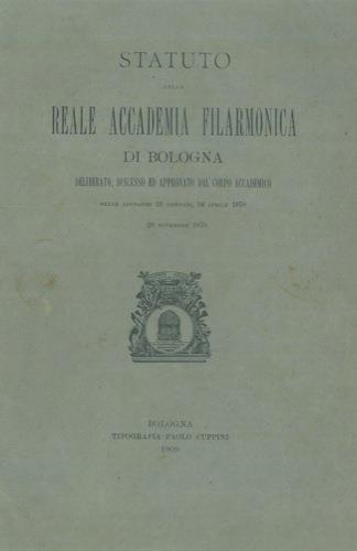 Statuto della Reale Accademia Filarmonica di Bologna - copertina