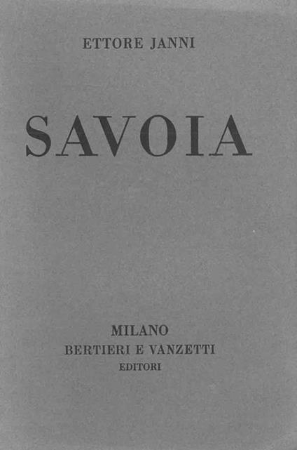 Savoia - Ettore Janni - copertina