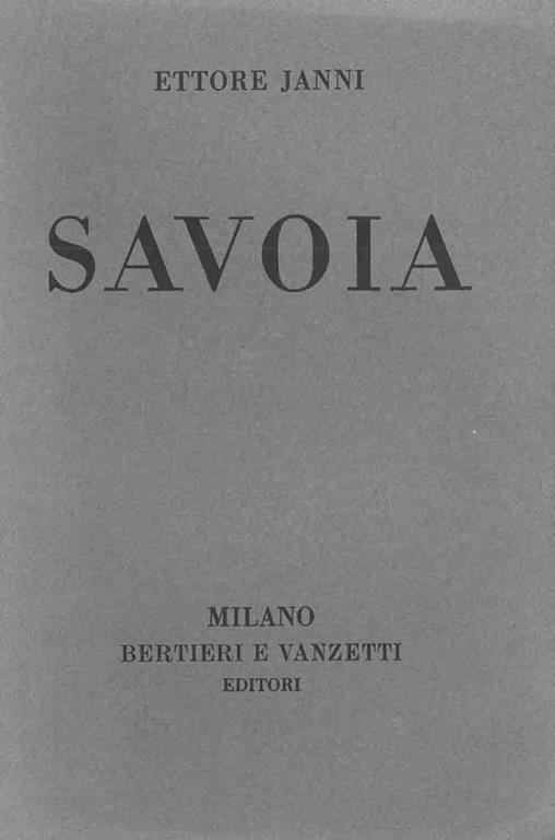 Savoia - Ettore Janni - copertina