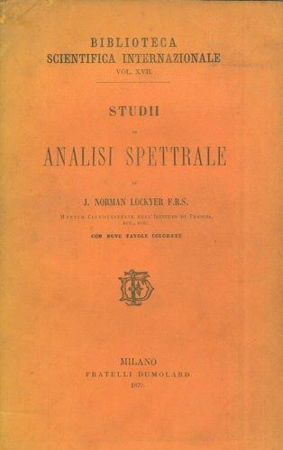 Studii di analisi spettrale - J. Norman Lockyer - copertina