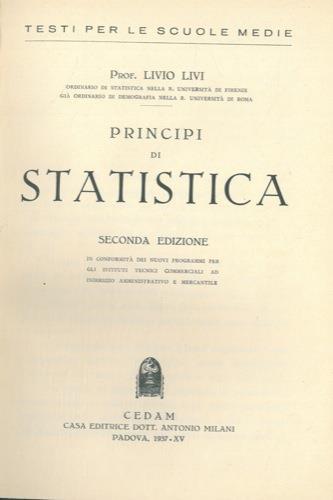 Principi di statistica - Livio Livi - copertina