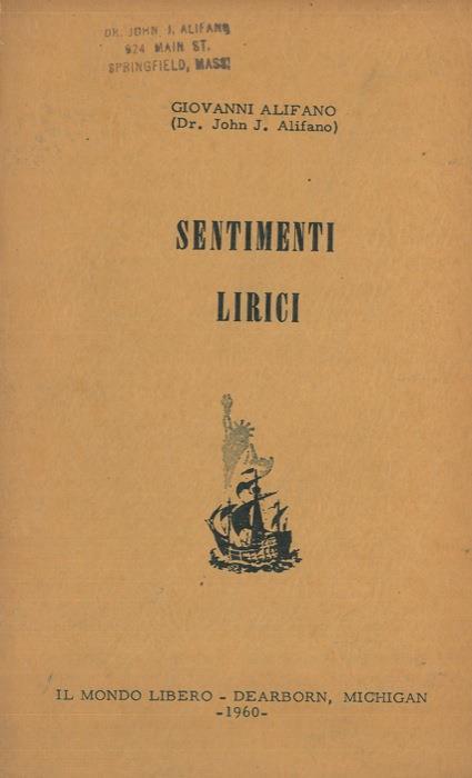 Sentimenti lirici - Giovanni Alifano - copertina