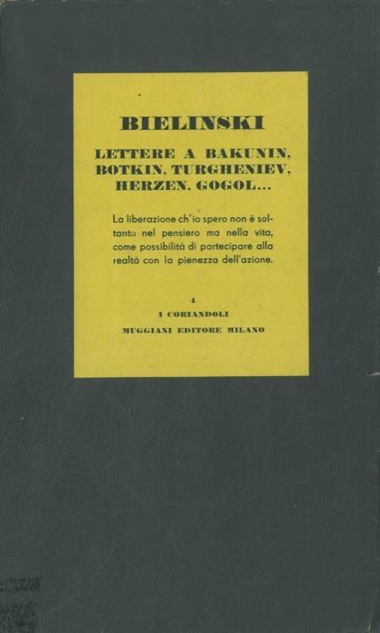 Lettere a Bakunin, Botkin, Herzen, Turgheniev, Gogol - Vissarion Bielinski - copertina