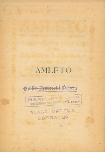 Amleto. Tragedia lirica in cinque atti - Michel Carré - copertina