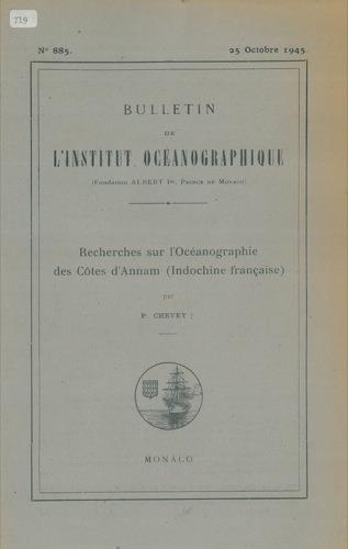 Recherches sur L'Océanographie des Cotes d'Annam (Indochine française) - P. Chevey - copertina