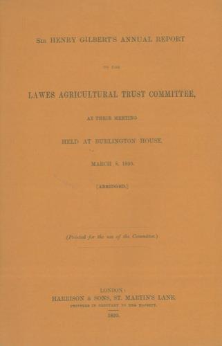 Annual report to the lawes agricoltural trust committee, at their meeting - Henry Gilbert - copertina