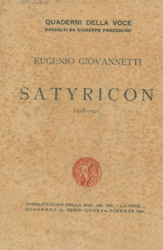 Satyricon. 1918-1921 - Eugenio Giovannetti - copertina